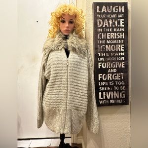 Beautiful Beige “ Spiegel “ Faux Fur Long Sleeve Sweater